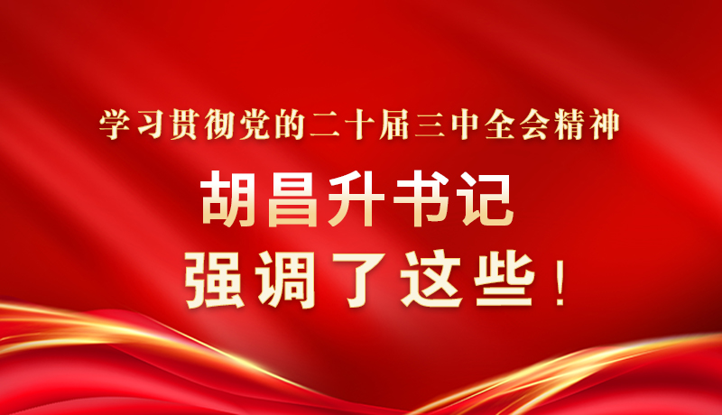 圖解|學(xué)習(xí)貫徹黨的二十屆三中全會精神 胡昌升書記強(qiáng)調(diào)了這些！