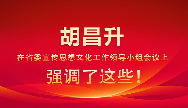 圖解|胡昌升在省委宣傳思想文化工作領(lǐng)導(dǎo)小組會議上強調(diào)了這些！